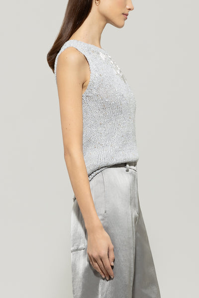 Sleeveless Knit with Beading