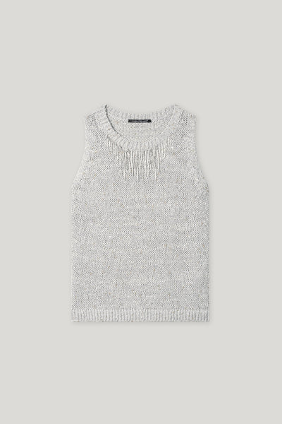 Sleeveless Knit with Beading