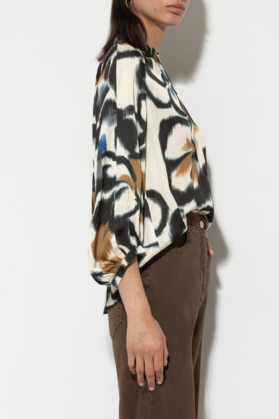 Satin Blouse with Flower Print