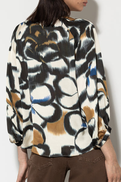 Satin Blouse with Flower Print