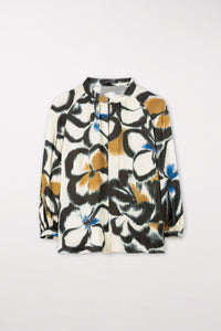 Satin Blouse with Flower Print