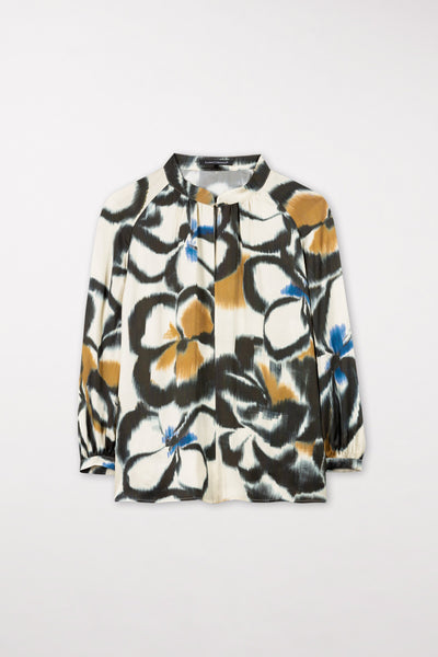Satin Blouse with Flower Print