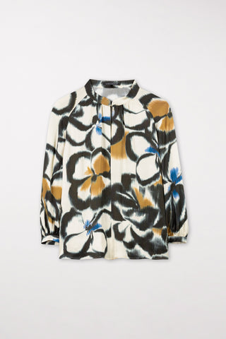 Satin Blouse with Flower Print