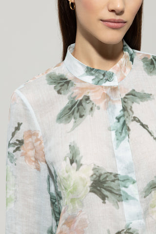 Ramie Blouse with Floral Print