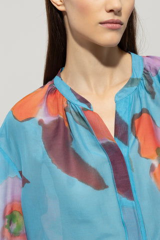 Blouse with Hibiscus Print