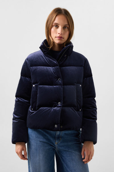 Olivia-D Velvet Down Jacket in Navy