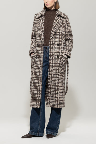 Glen Check Coat with Belt