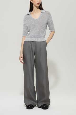 Gabardine Wide-Leg Pants