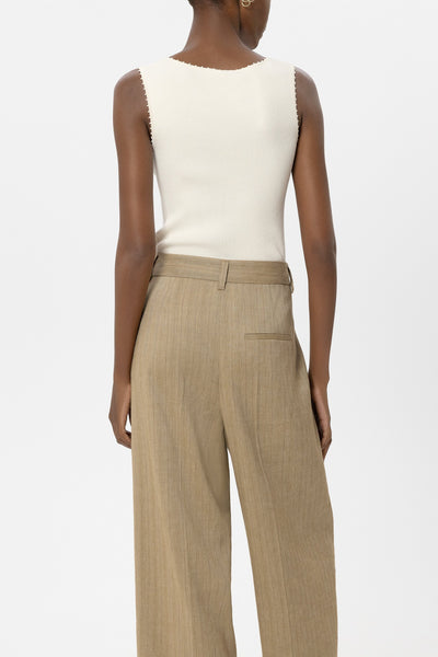 Sleeveless Top with Picot Edge