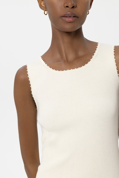 Sleeveless Top with Picot Edge