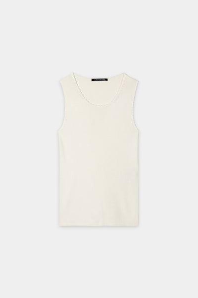 Sleeveless Top with Picot Edge