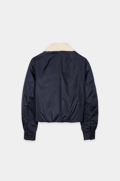 Reversible Down Jacket with Faux Fur Collar