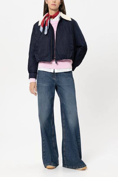 Reversible Down Jacket with Faux Fur Collar