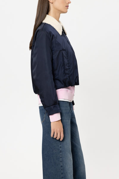 Reversible Down Jacket with Faux Fur Collar