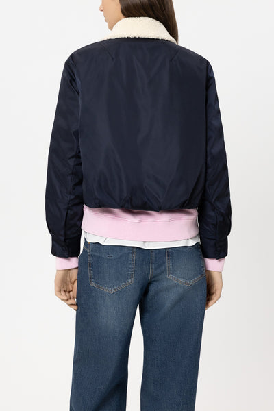 Reversible Down Jacket with Faux Fur Collar