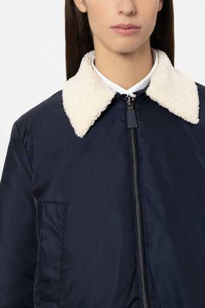 Reversible Down Jacket with Faux Fur Collar