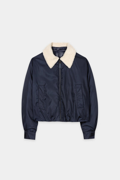 Reversible Down Jacket with Faux Fur Collar