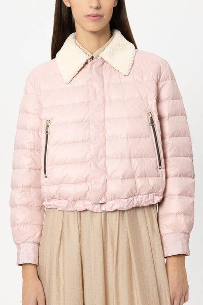 Reversible Down Jacket with Faux Fur Collar