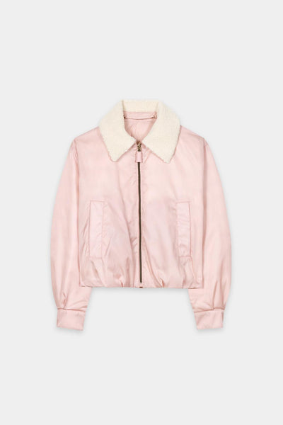Reversible Down Jacket with Faux Fur Collar