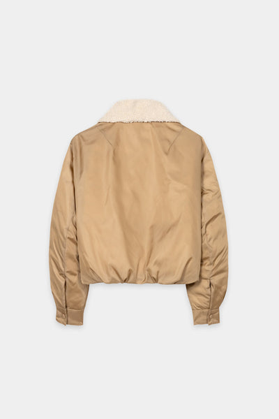 Reversible Down Jacket with Faux Fur Collar