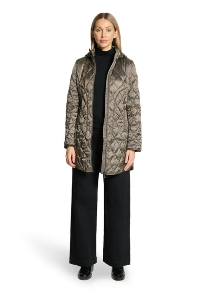 Quilted 3/4 Length Coat in Black