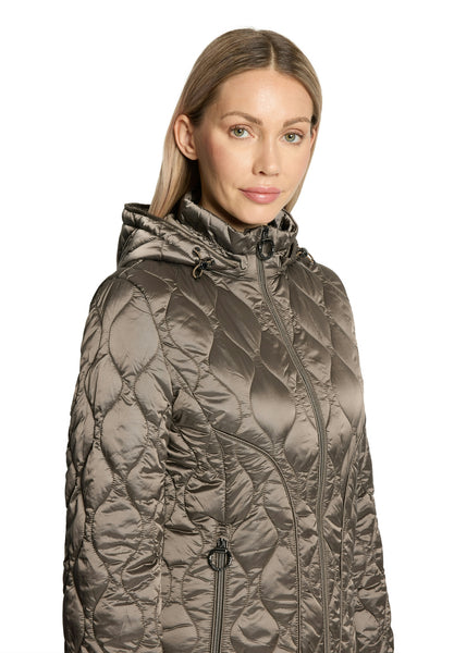 Quilted 3/4 Length Coat in Black