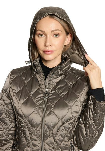 Quilted 3/4 Length Coat in Black