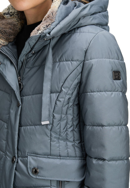 Padded Coat with Faux Fur Collar