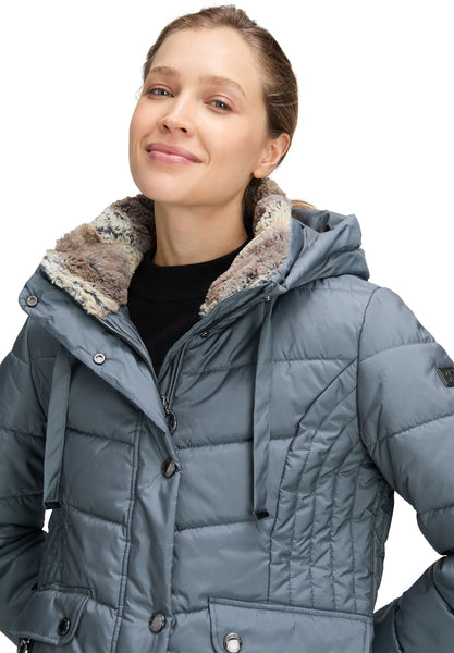 Padded Coat with Faux Fur Collar