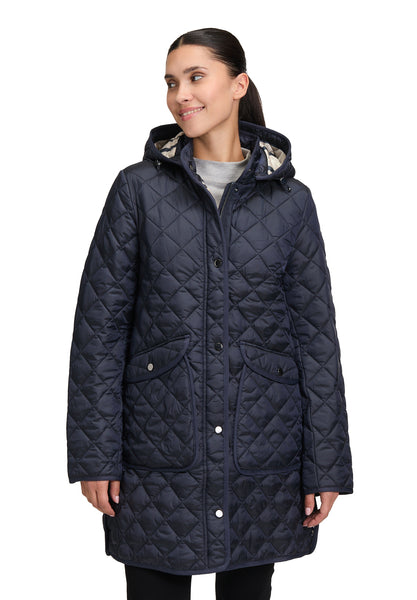 Quilted Coat in Navy