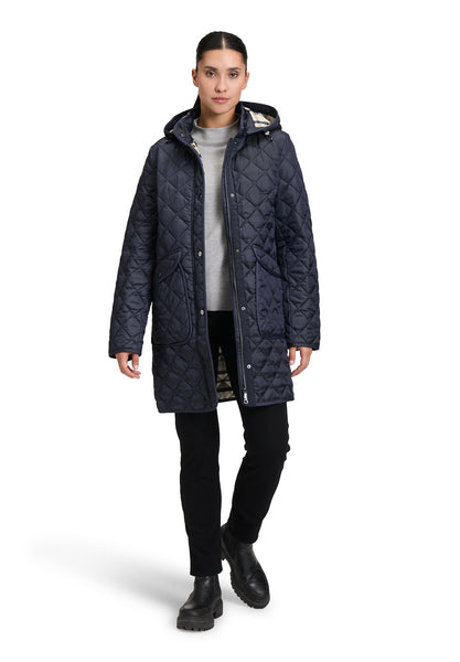 Quilted Coat in Navy