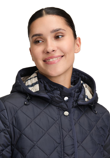 Quilted Coat in Navy