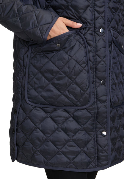 Quilted Coat in Navy
