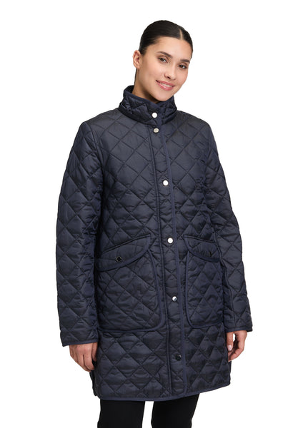 Quilted Coat in Navy