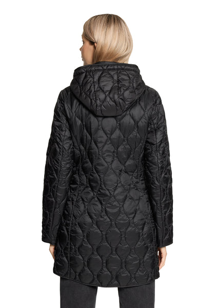 Quilted 3/4 Length Coat in Black
