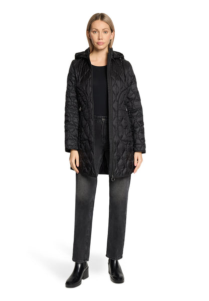 Quilted 3/4 Length Coat in Black