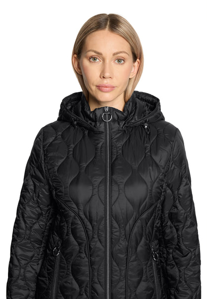 Quilted 3/4 Length Coat in Black