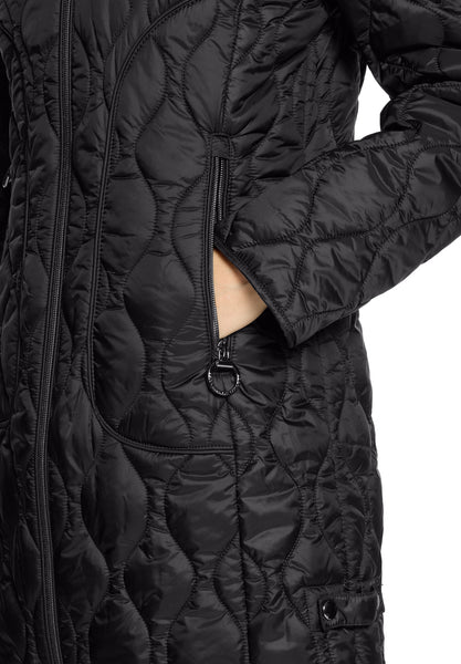 Quilted 3/4 Length Coat in Black