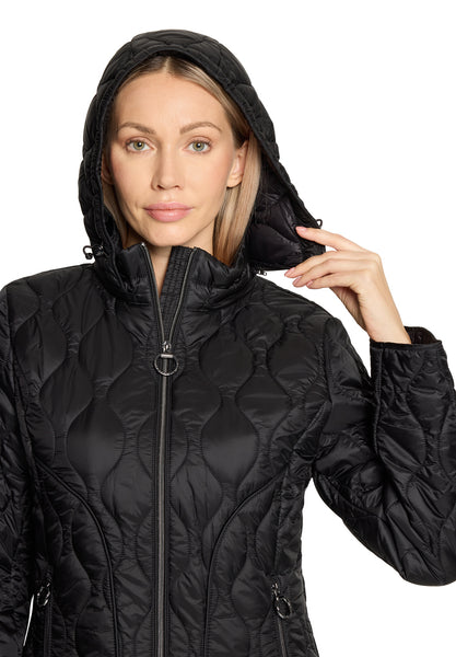 Quilted 3/4 Length Coat in Black