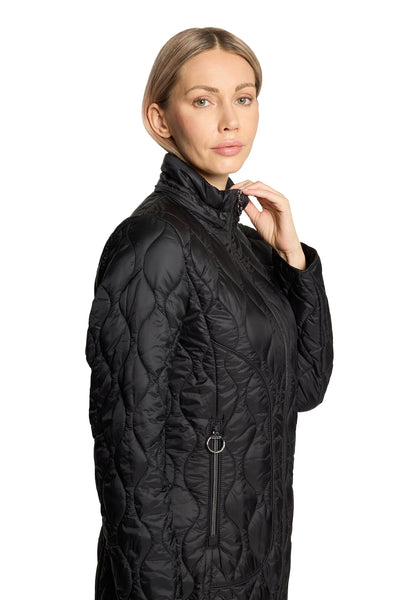 Quilted 3/4 Length Coat in Black