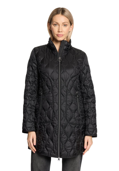 Quilted 3/4 Length Coat in Black
