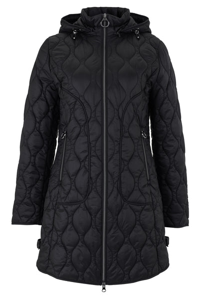 Quilted 3/4 Length Coat in Black