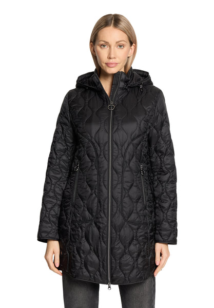 Quilted 3/4 Length Coat in Black