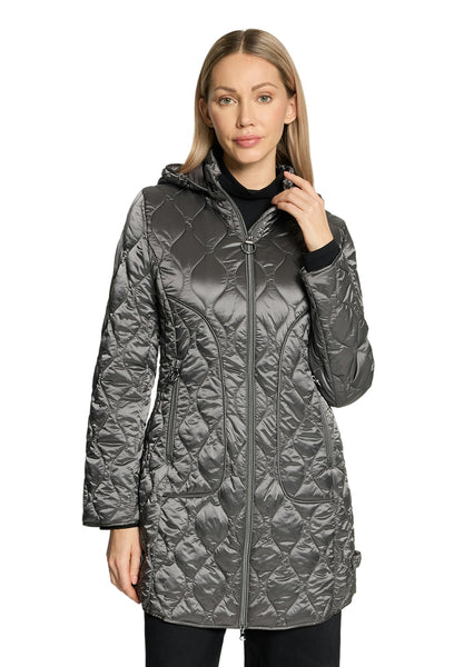 Quilted 3/4 Length Coat in Black