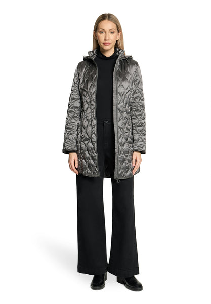 Quilted 3/4 Length Coat in Black