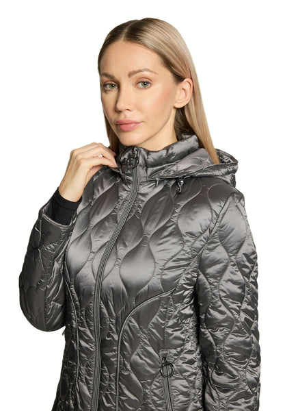 Quilted 3/4 Length Coat in Black