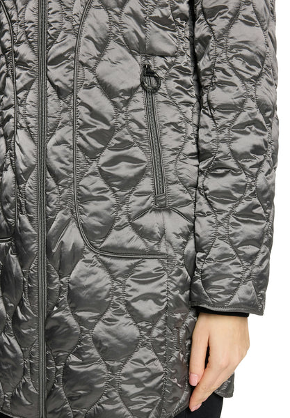 Quilted 3/4 Length Coat in Black