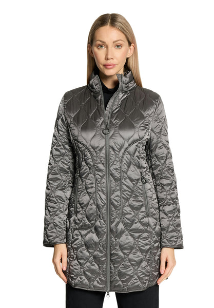 Quilted 3/4 Length Coat in Black