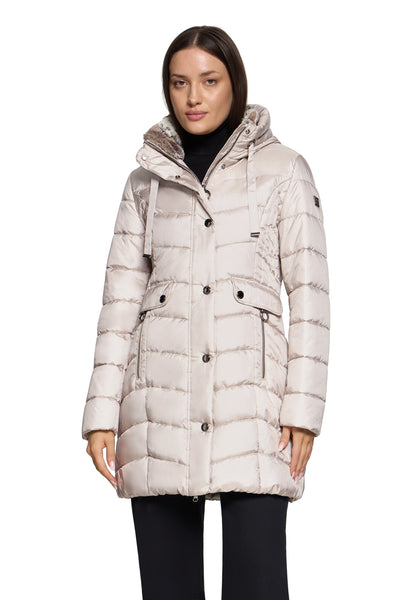 Padded Coat with Faux Fur Collar
