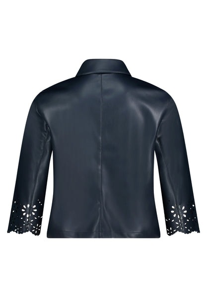 Faux Leather Jacket in Navy